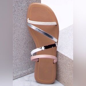 Strappy Vegan Leather Multi-Colored Sandals